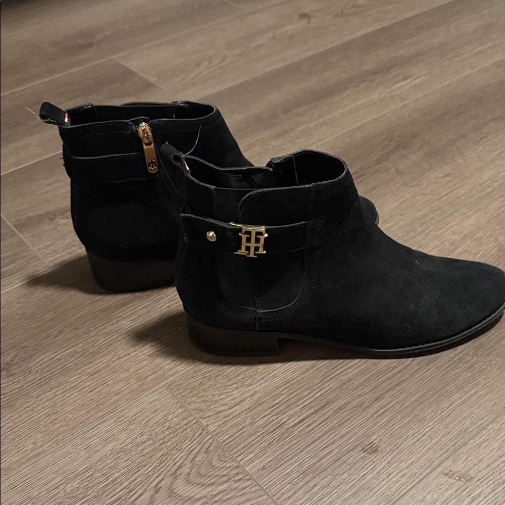 Tommy Hilfiger Black Suede Ankle Booties